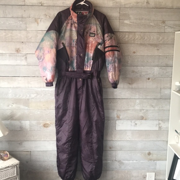 Jackets & Blazers - 1990s Pinky purple marbleized one piece ski suit